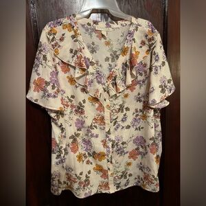 Cute plus size button up blouse